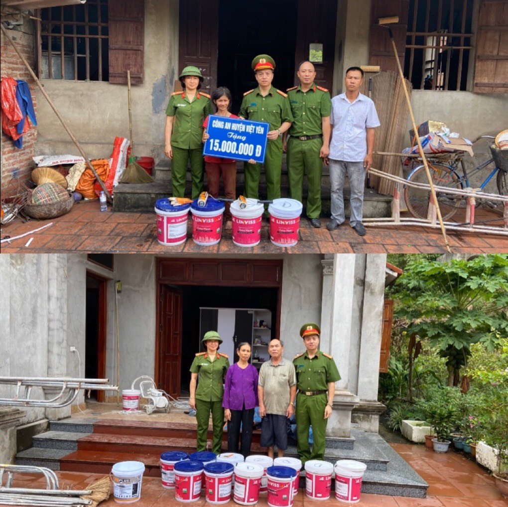 Đ/c Thượng tá Nguyễn Hồng Sơn- Trưởng Công an huyện Việt Yên thăm, tặng quà gia đình chính sách, hộ nghèo tại xã Vân Trung